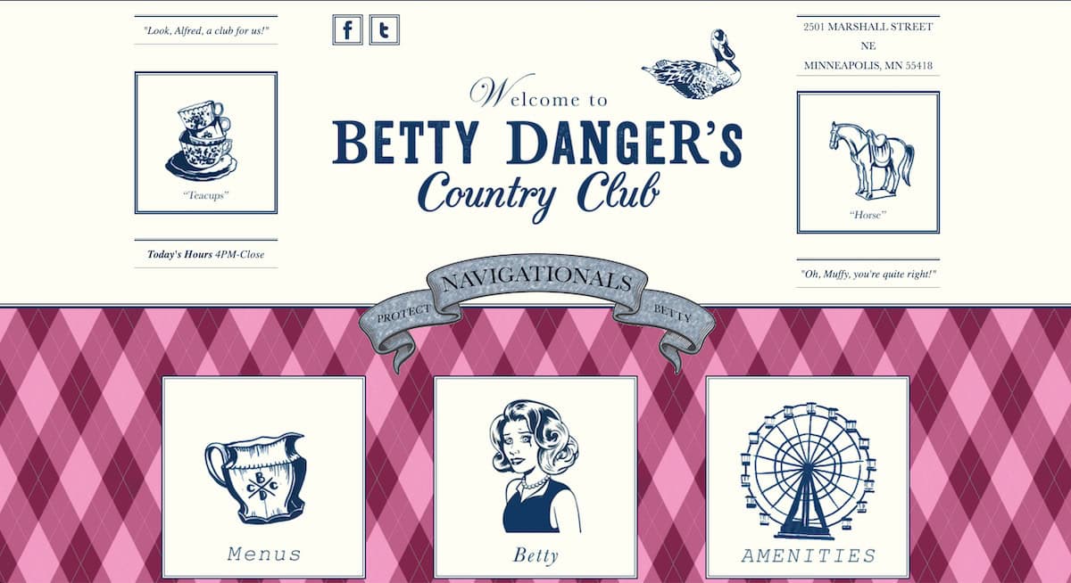 Screenshot of Betty Danger’s (RIP) Website
