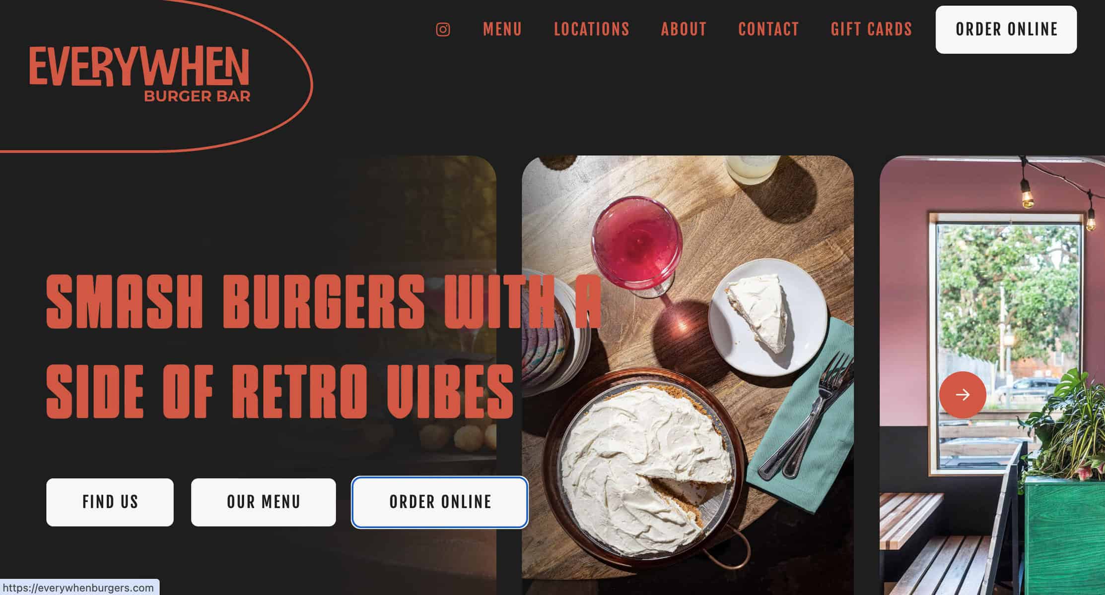 Screenshot of Everywhen Burgers Website