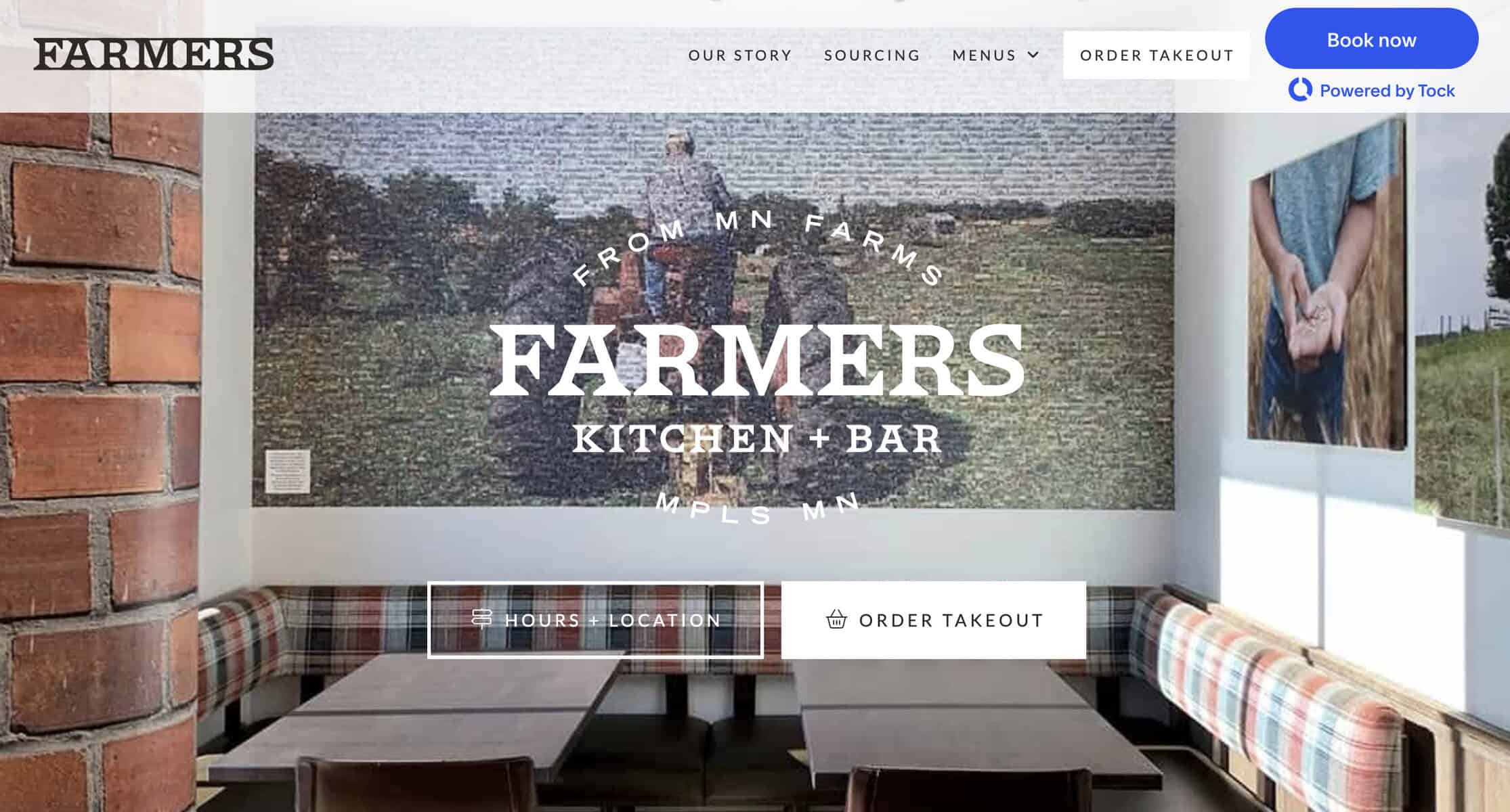 Screenshot of Farmer’s Kitchen + Bar Website