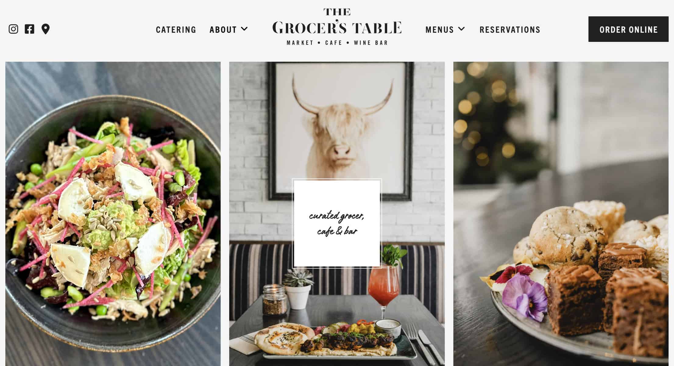Screenshot of The Grocer’s Table Website